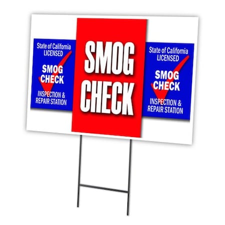 Signmission Smog Check Yard Sign & Stake outdoor plastic coroplast window, C-1216 Smog Check C-1216 Smog Check